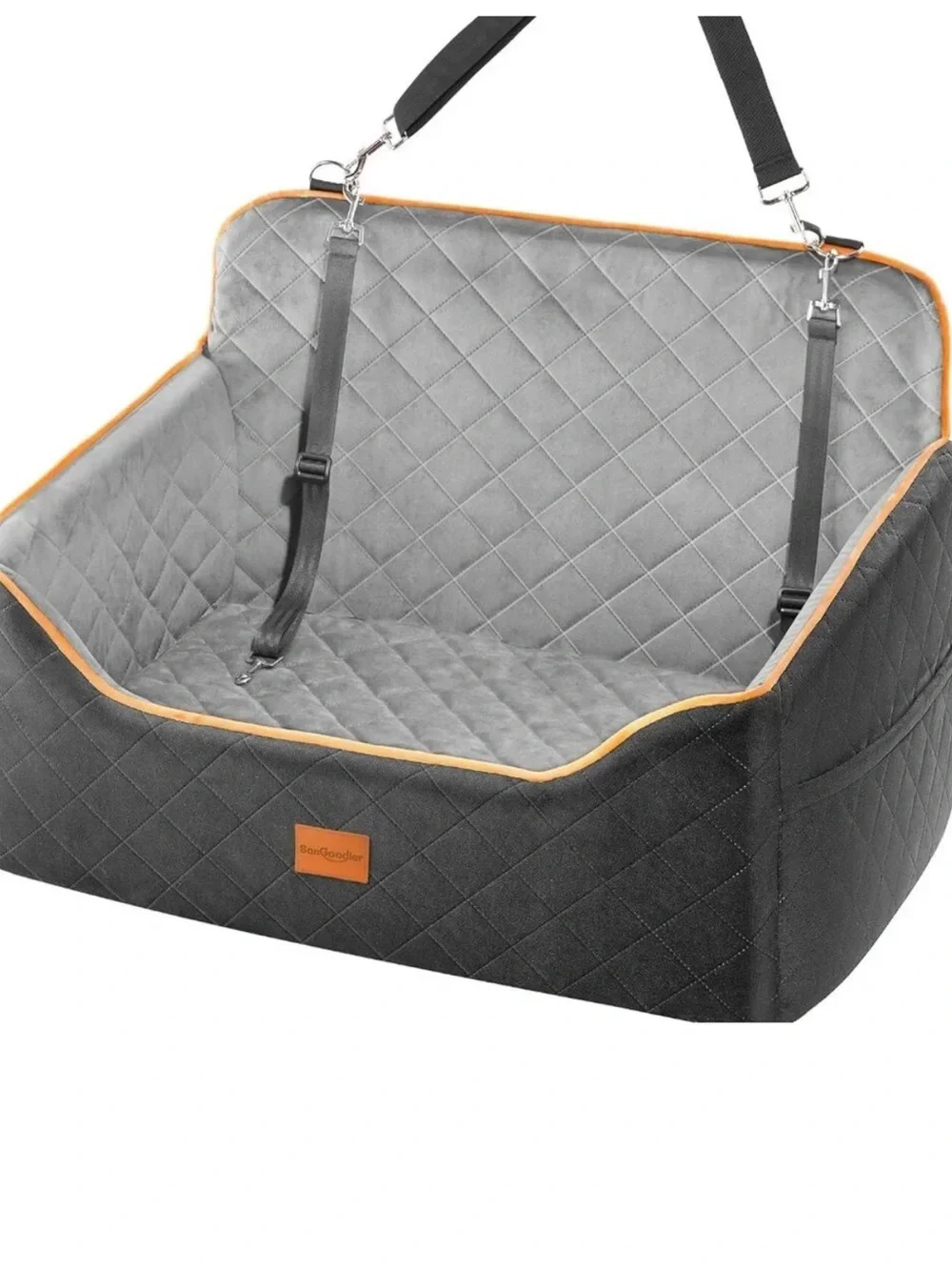 Pet Car Seat/Booster for 1 Medium Dog or 2 Small Dogs 55lbs (Black/Grey) NEW